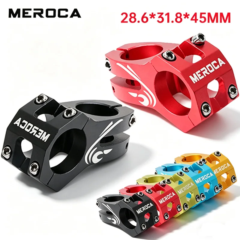 MEROCA MTB stem 45mm Hollow Short Bike stem riser 28.6*31.8 mm Mountain Road bike handlebar stem Aluminum Alloy Bicycle stem