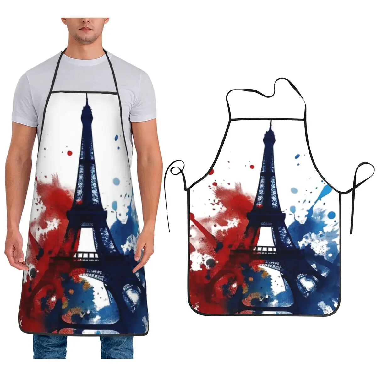 

Paris Eiffel Tower Aprons Chef Cooking Cuisine Tablier Sleeveless Bib Kitchen Cleaning Pinafore for Women Men Gardening