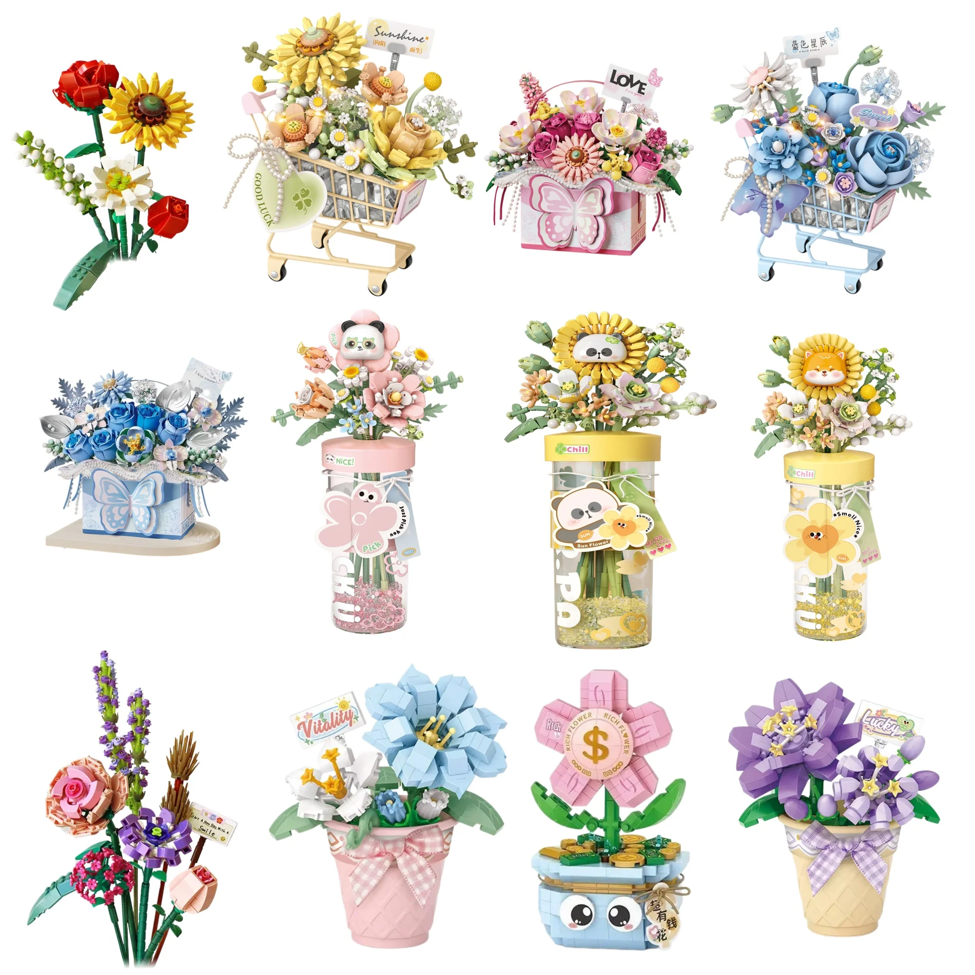 LOZ Flower Bouquet Building Blocks DIY Assembly Mother's Day Valentine's Gift Desktop Decor Ornament Women Girls Kids Adults