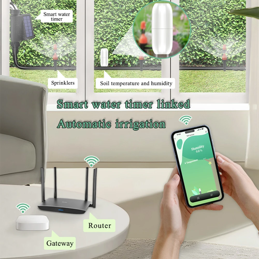 Tuya Zigbee Wireless Soil Intelligent Temperature Humidity Tester Mobilephone APP Real Time for Garden Farmland Planting