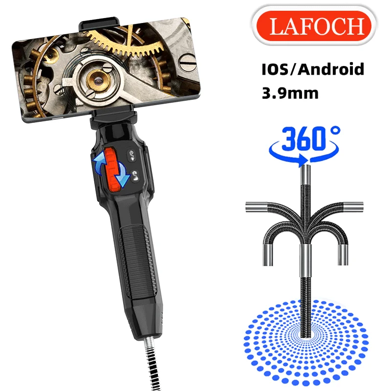 Articulated Boroscope Video Channel Endoscopic Inspection Endoscope Camera Head 3.9/6mm for Automotive Inspetions