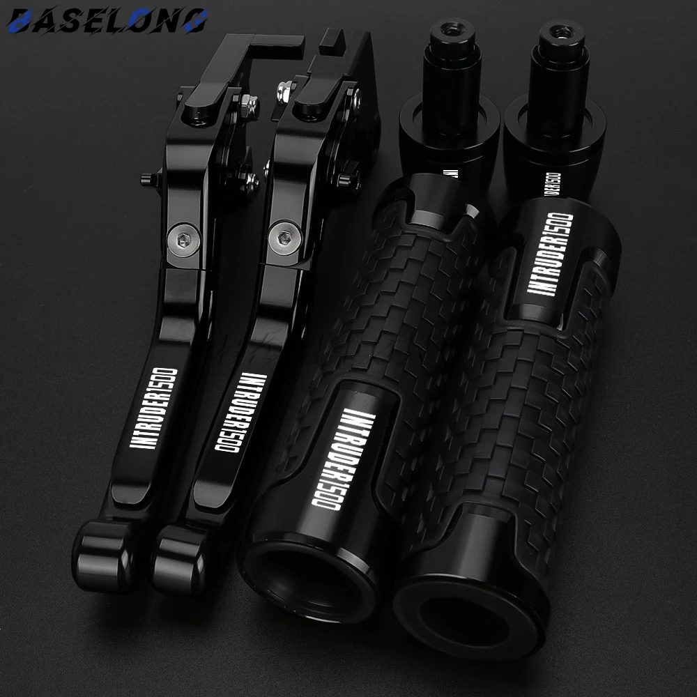 

For Suzuki INTRUDER 1500 1998 1999 2000 2001 2002 2003 2004 Motorcycle Adjustable Clutch Brake Levers Handle Bar End Grips Caps