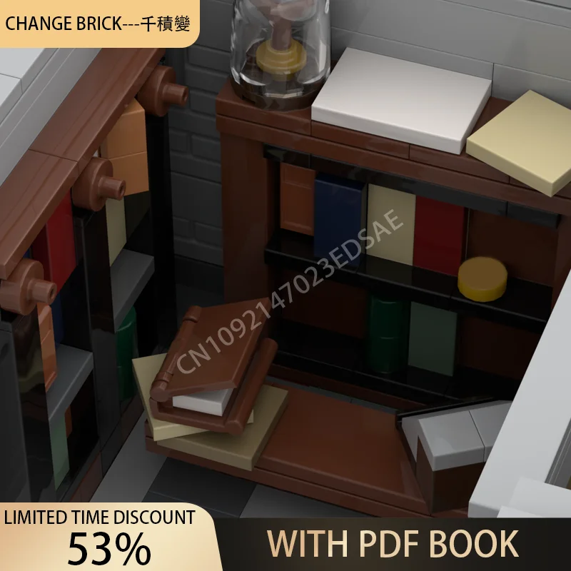 MOC NEW 2324PCS Antique Bookstore Townhouse Modelar Education Creator Children Brick Toy Birthday Building Christmas Gift Blocks