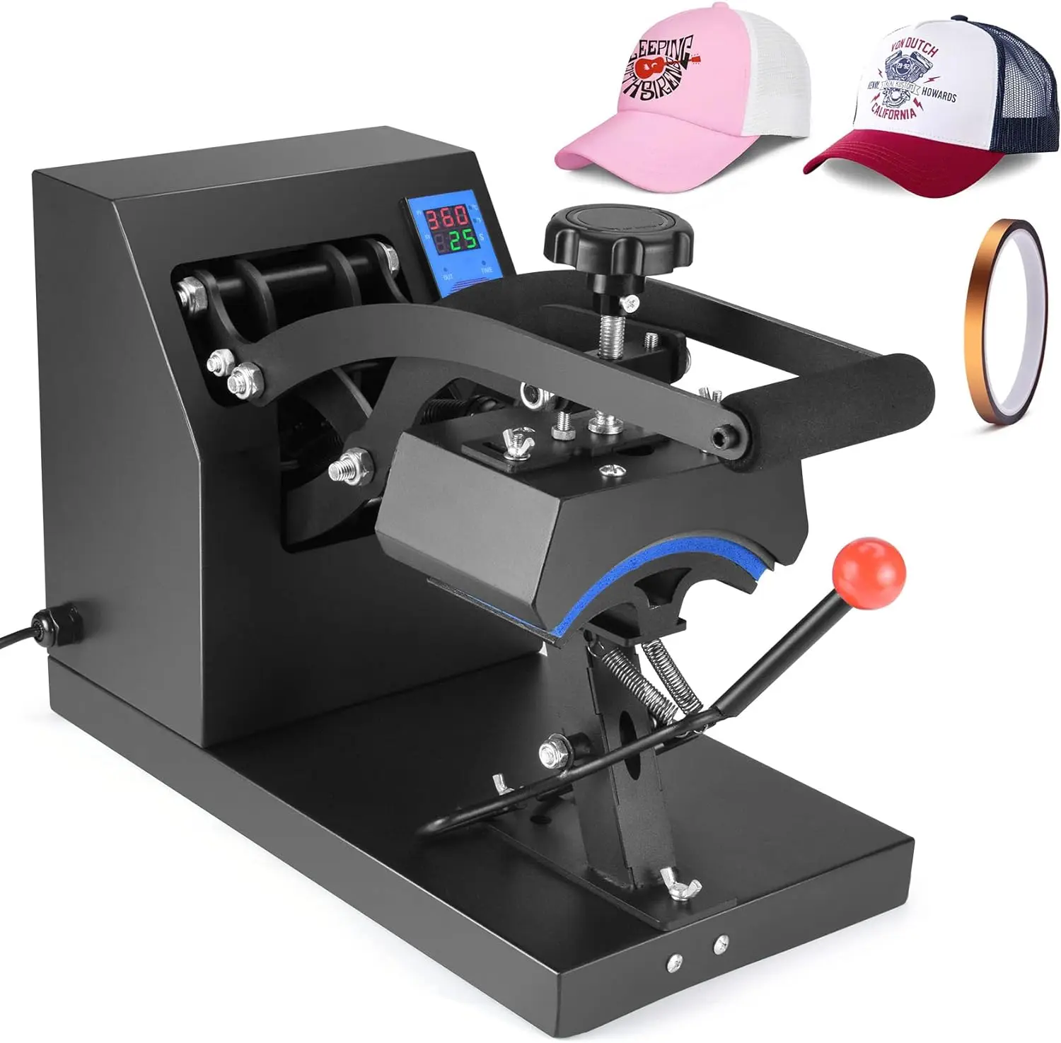 Hat Press 6x3.5 Inch Baseball Cap Heat Press Machine Clamshell Design Curved Element Cap Sublimation Transfer Press with Digital