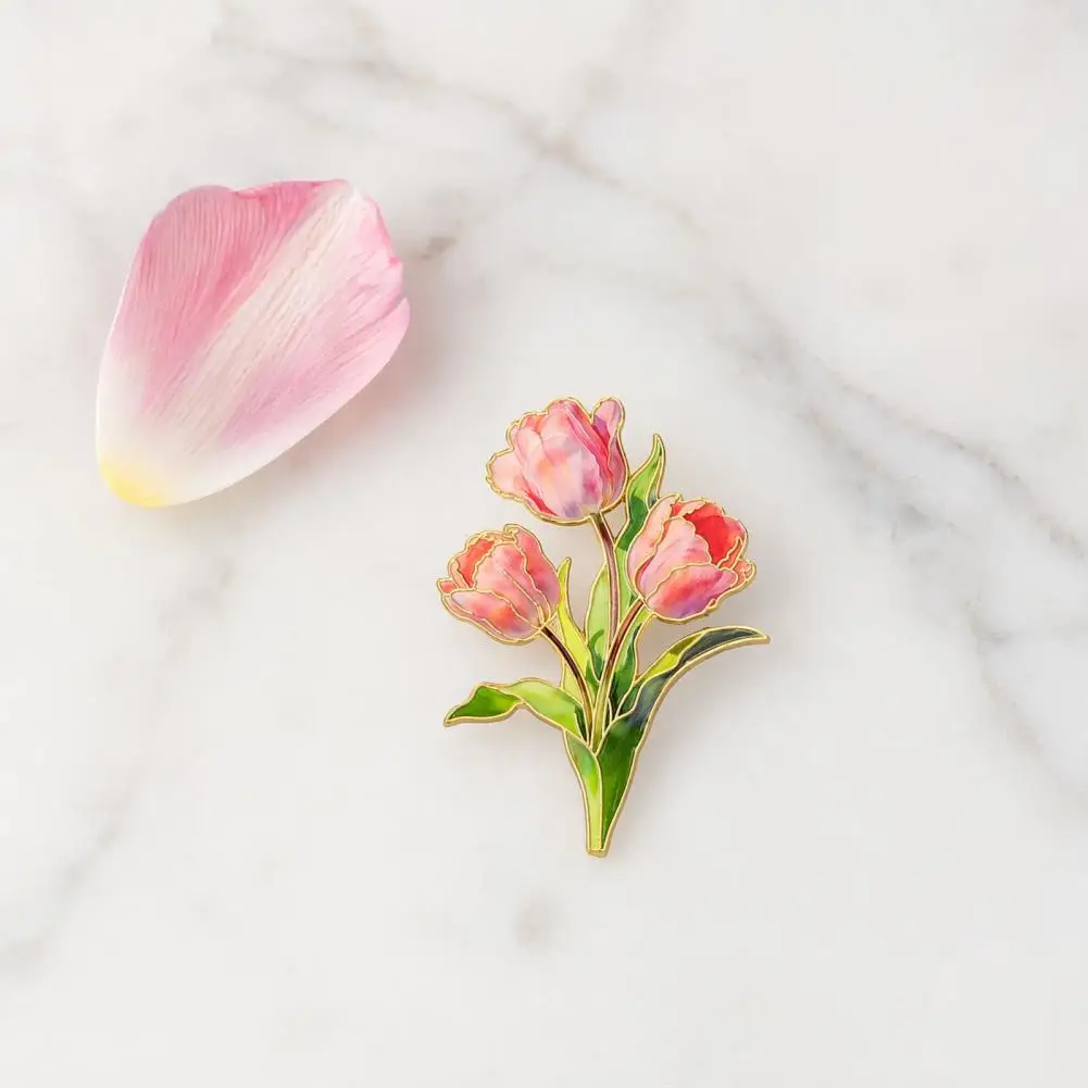 Fade-resistant Brooch Enamel Flower Brooch Pin Lightweight Zinc Alloy Badge Smooth Edges Accessory for Jackets Scarves Bags Gift