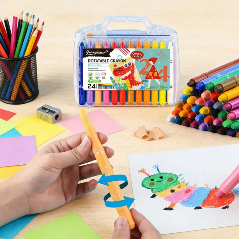 

12/24/36/48color Rotatable Crayons Water Soluble Non-dirty Hands for Student's Painting Graffiti Notebook Illustration Design