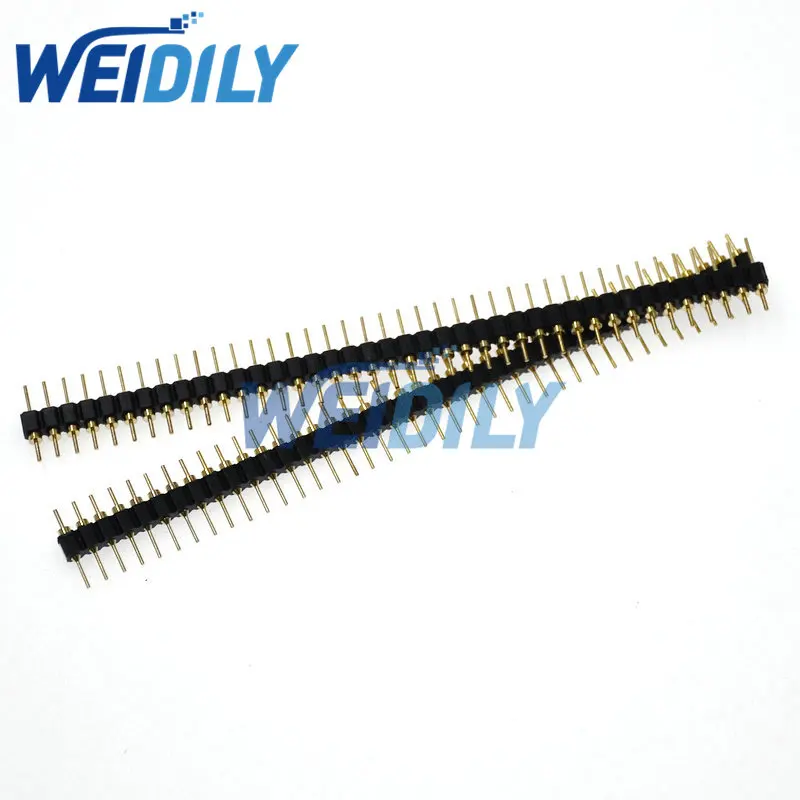 5PCS Gold Plated 2.54mm Male 40 Pin Single Row Straight Round Pin Header Strip 1*40P