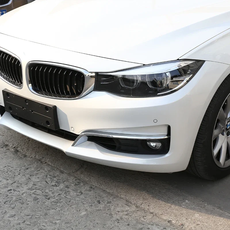 Auto Front Fog lights Lamp Strips Blade Trim Cover For BMW 3 Series GT F34  2013-2019 Car Carbon Fiber Look Style Accessories