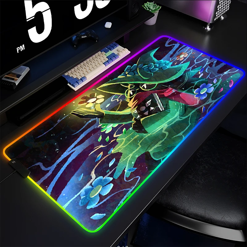 RGB Mouse Pad Anime LED PC Computer Gamer D-deltarune Extended Desk Mat Gaming Accessories Laptop Kawaii Mousepad Keyboard Pad