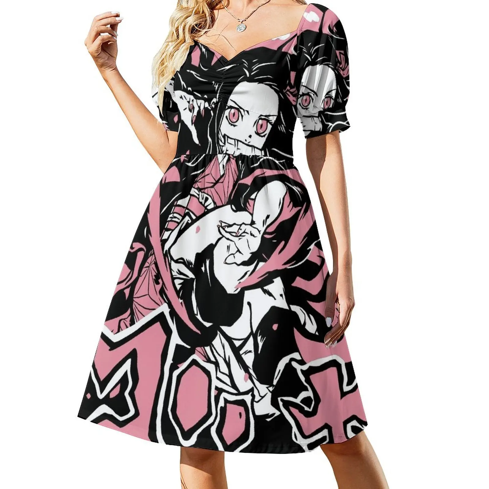 

Nezuko Pink Short-Sleeved Dress women's summer clothing 2025 dresses summer Summer skirt clothes for women Dress