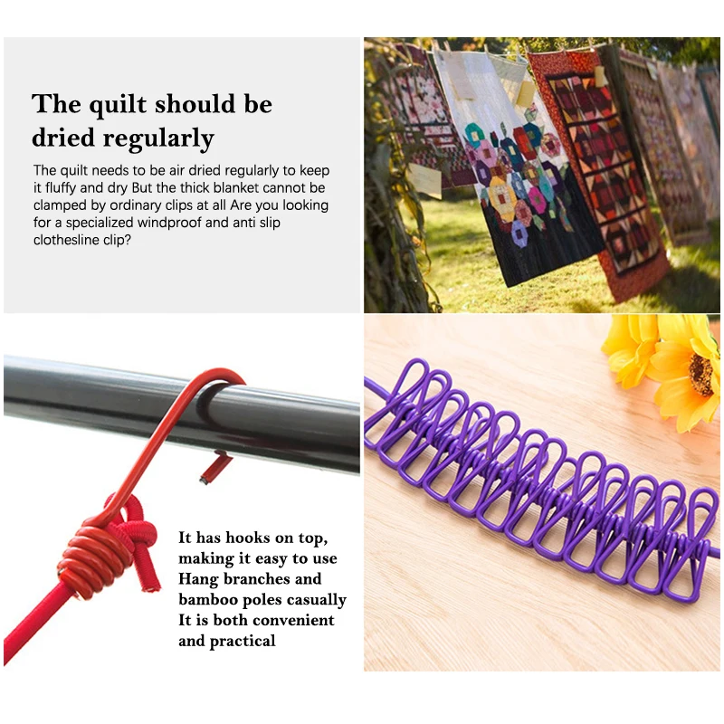 

Cloth Hanging Line For Outdoor Portable Clothing Clothesline With 12 Clips Retractable Laundry Dryer Clothes Rope Drying Rack