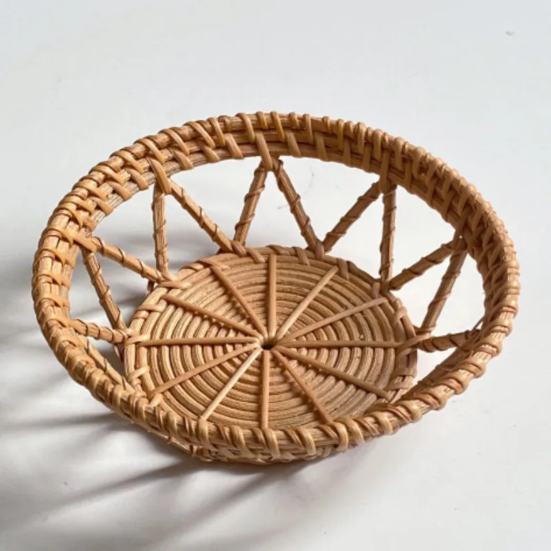 Handmade Woven Storage Basket Vine Baking Small Fruit Tray