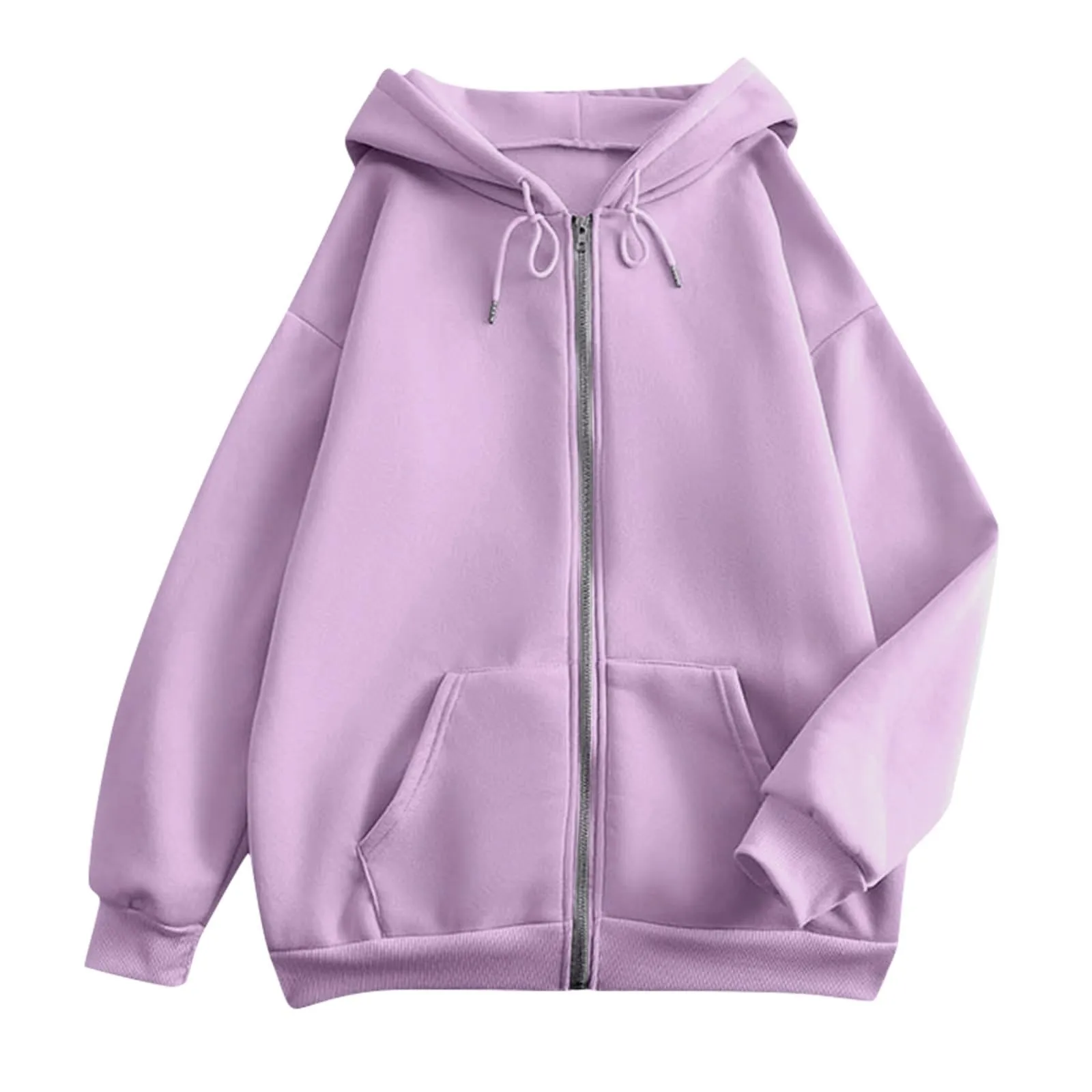 Women Zip Up Hoodies Long Sleeve Sweatshirts Casual Solid Color Oversized Hooded Jackets Autumn And Winter Vertasile Y2k Outwear