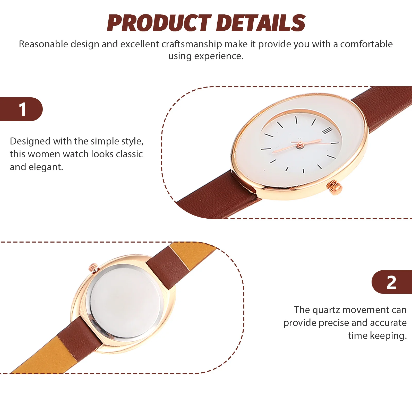 Ladies Quartz Watch Casual Stylish Breathable Strap Durable Adjustable Belt Women Fashion Wrist Watch Ladies Watches