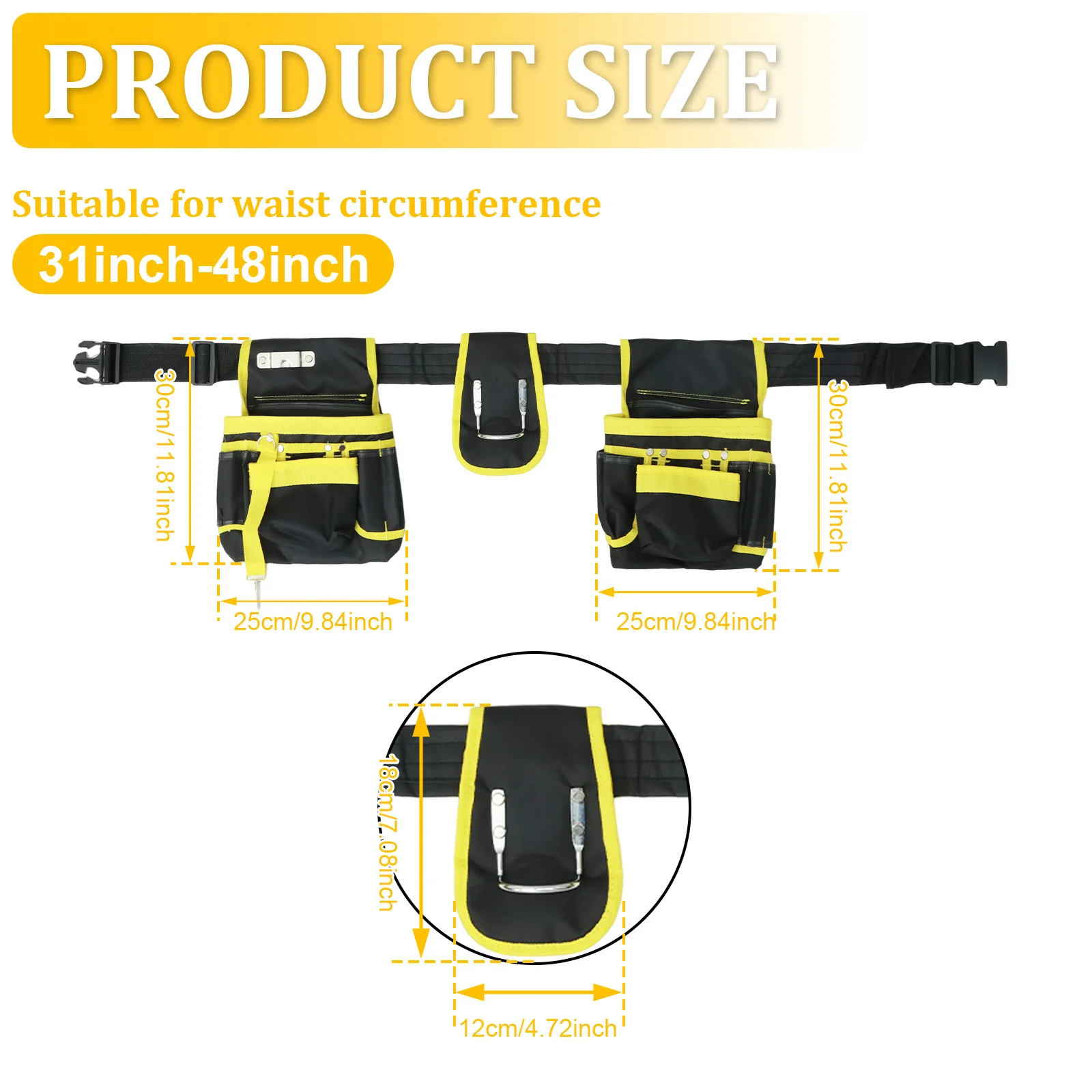 Tool Belt Magnetic Tool Pouch with 26 Pockets Oxford Cloth Heavy Duty Tool Bag Adjustable Tool Pouch Belt Detachable Tool