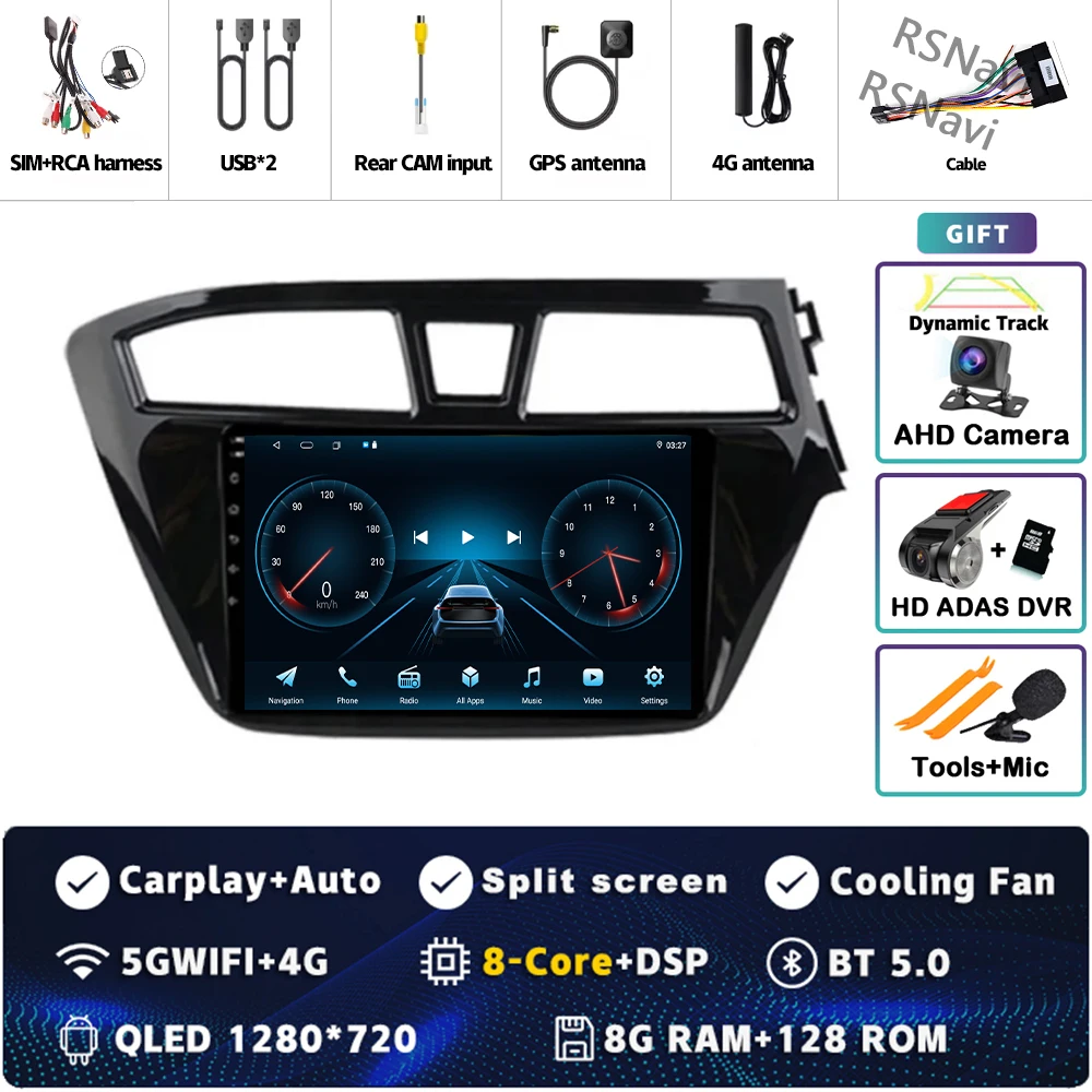 Android 15 wifi + 4G Carplay AUTO Autoradio Voor Hyundai I20 RHD 2015 2016 2017 2018 Navigatie GPS Video speler Stereo Multimedia