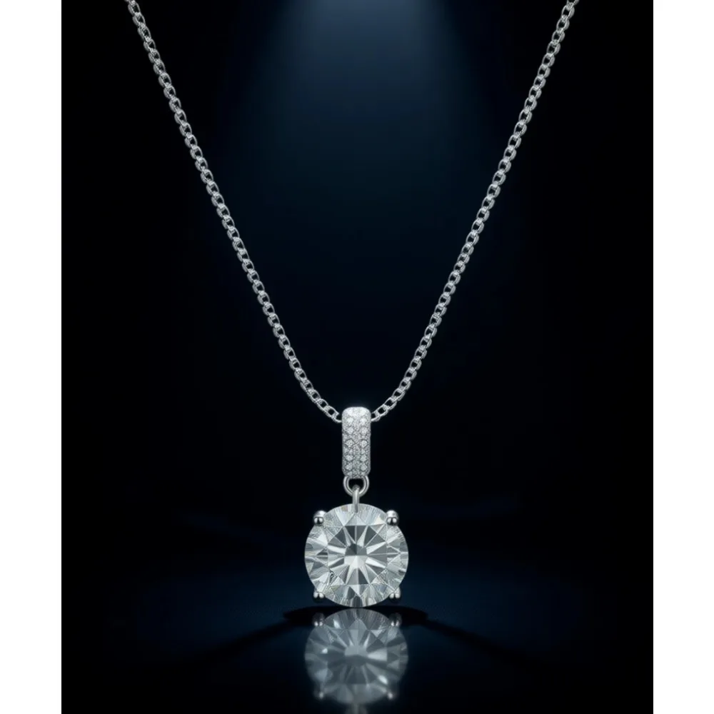 

Серебряное колье с кубическим цирконием 2 карата, изящный подарок для мамы, жены, девушки, на свадьбу, выпускной, годовщину