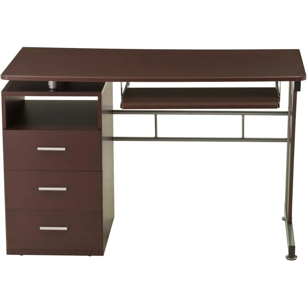 Escritorio de ordenador con amplio almacenamiento, Chocolate, 30 "X 22,75" X 47,25 ", muebles de oficina