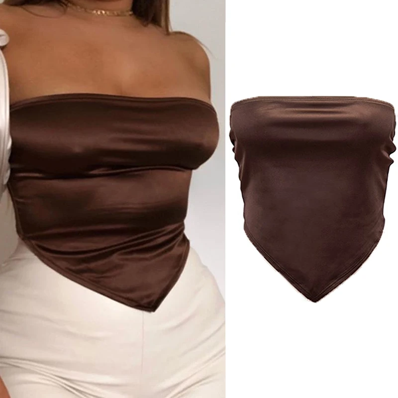Soutien-gorge en fibre mince sans couture pour femmes, sous-vêtements, court, précieux, creux, Y-Y2K, club, fête, été, Y-Sexy, marron, 2023