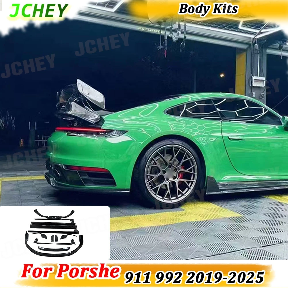 

JCHEY Carbon Fiber Front Lip Rear Lip Diffuser Spoiler With fender Side Skirts for Porshe 911 992 Sports 2019-2025 Body Kits FRP