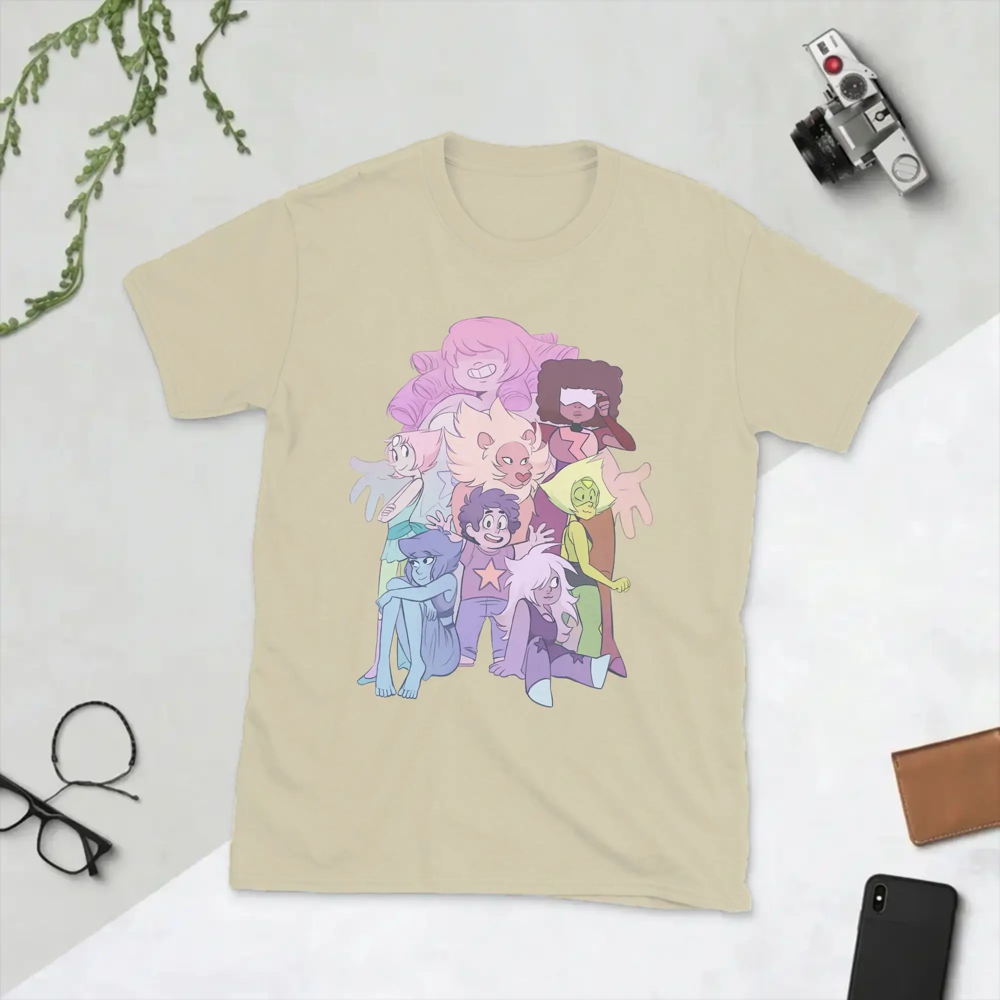Cartoon Stevens Universes T-Shirts Men  Vintage Pure Cotton Tee Shirt Crewneck Short Sleeve T Shirts Plus Size Tops