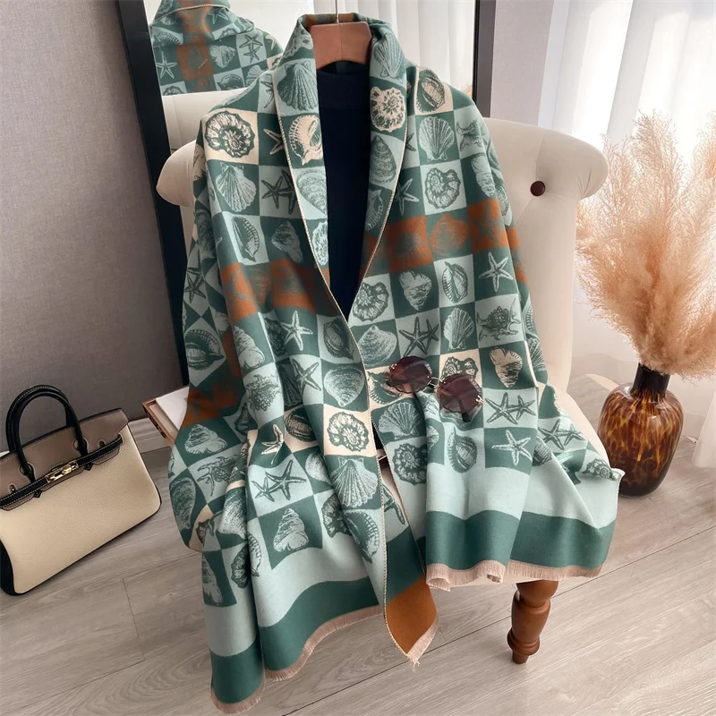 Autumn and winter sea elements starfish shell fashion delicate lady imitation cashmere warm scarf shawl scarf neck