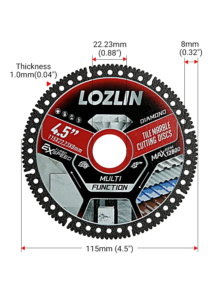 3-teiliges Set 4,5 Zoll Diamantsägeblätter Ultra-Dünn für Präzisionsschnitte in Keramik, Porzellan, Fliesen, Marmor, Granit, Trimm- und Abschrägungsblatt – Detail 1