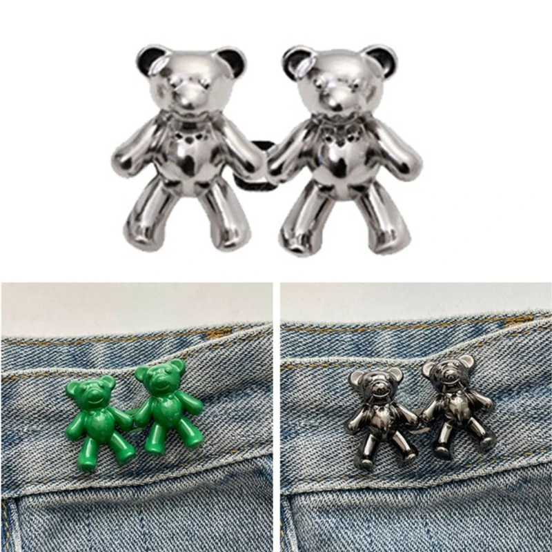 Bear Pant Pin Jean Button Pins Adjustable Waist Buckle Instant Button for Pant Bear Tighten Waist Button Pin No Sew Dropshipping