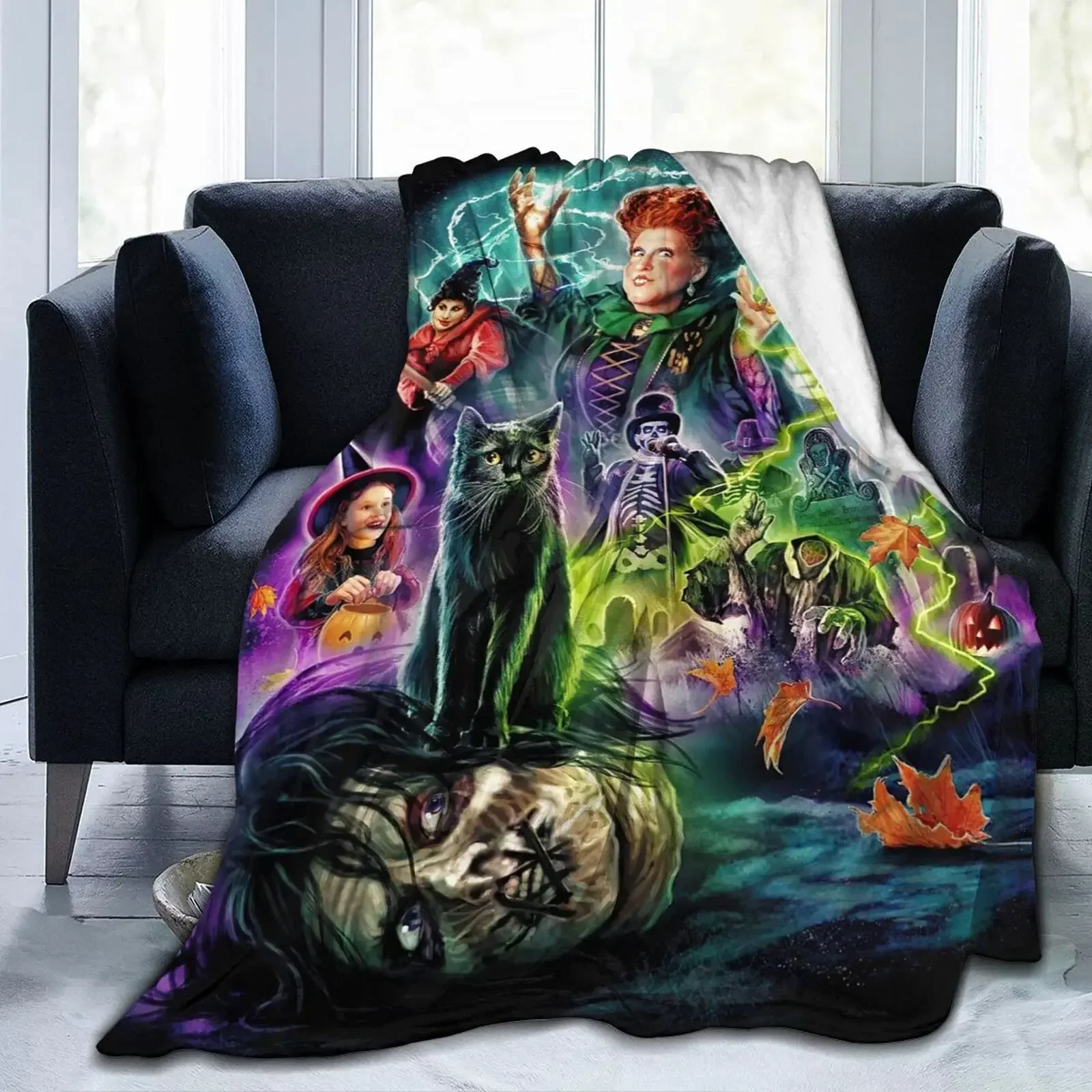 Hocus Pocus Blanket Halloween Throw Flannel s Sanderson Sisters Soft Plush  for Couch Sofa Bed Home Decor Gifts