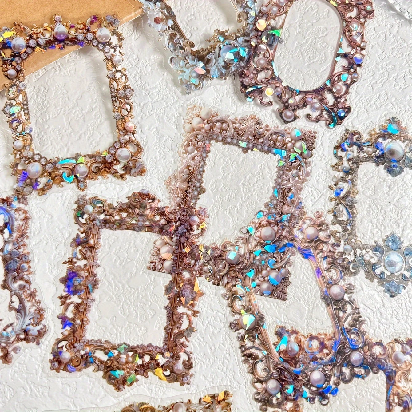 10 Pcs/Pack Floral Frame Stickers Adhesive Materials DIY Scrapbooking Decor Junk Journal Collage Stationery Diary Sticker #6