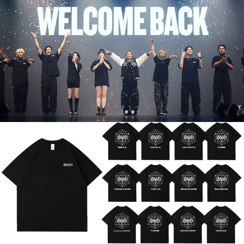 2NE1 WELCOME BACK T Shirt Fashion Hong Kong Tokyo Seoul Concert Tops Women Men Loose Summer Cotton Short Sleeve Tee T-shirt