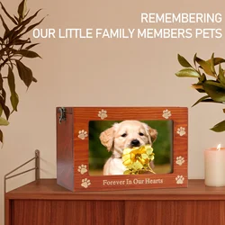 Pet Memory Urn Ashes Cat Dog Memorial Urn Wooden Case Keepsakes Box Cremation Urns With Photo Pet Loss Keepsake Cinerary Casket