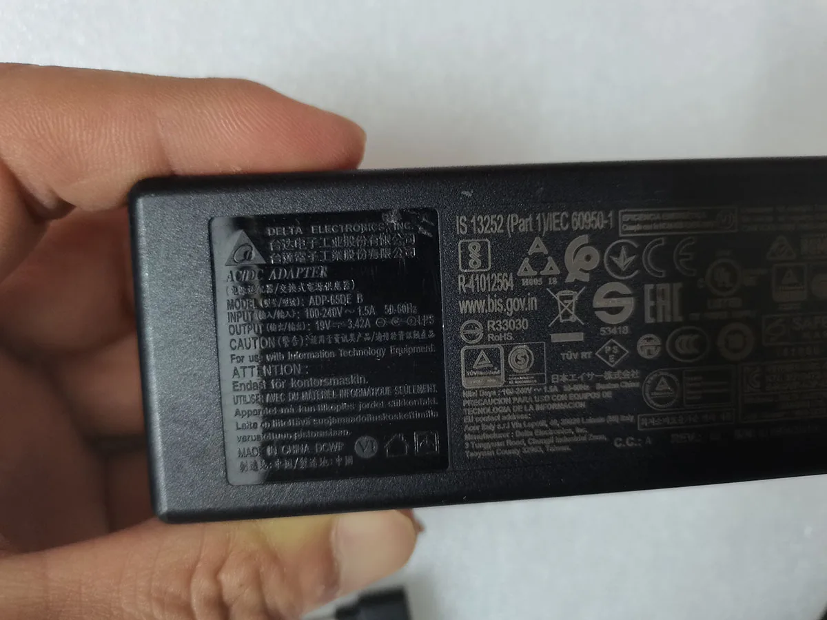 Imagem -03 - Oem Delta 19v 3.42a 65w Adp65de b 3.0 mm 1.1 mm Rev: 01 para Acer Aspire A31522 A31534 Série Original Puryuan Adaptador ac