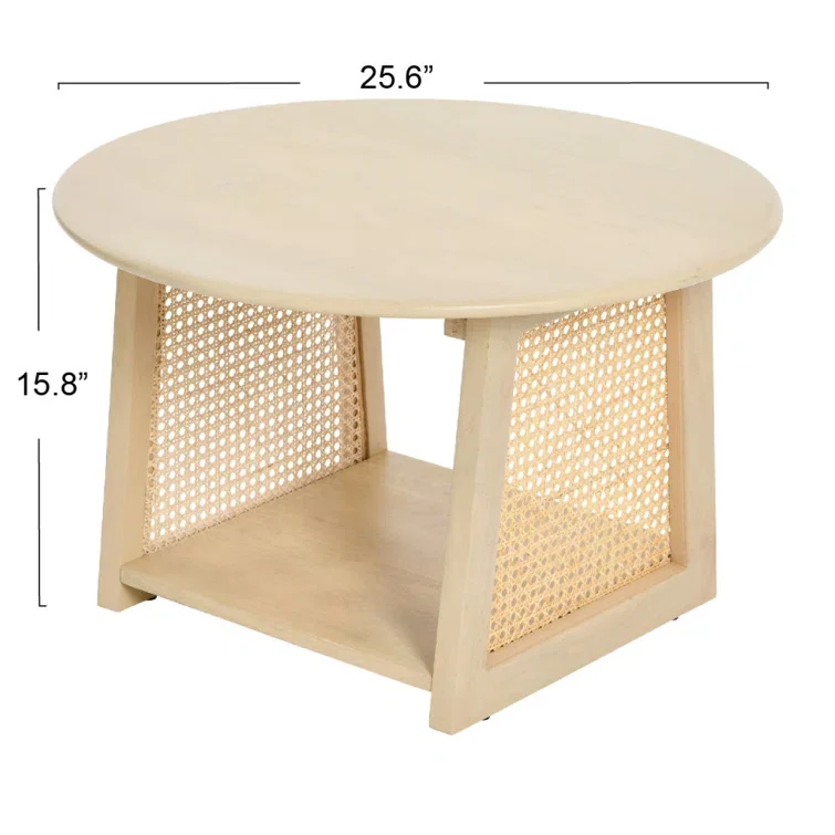 

Vintage Massivholz Runden Couch Tisch Rattan Gewebten Tee Tisch Home Stay Wohnzimmer Sofa Couch Tisch