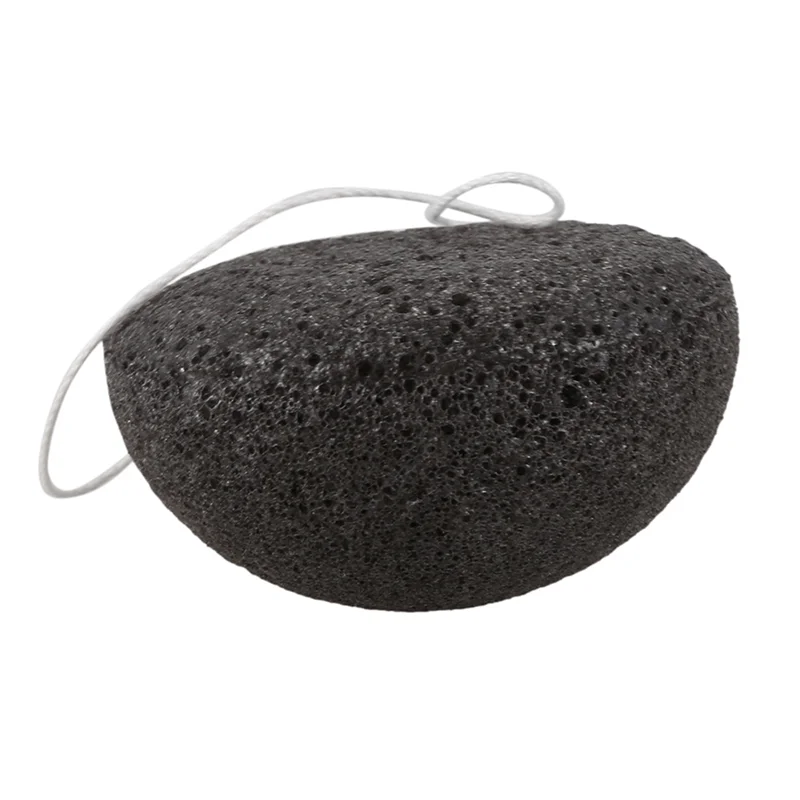 ABLJ 2X Konjac Konnyaku Jelly Fiber Gesichts-Make-up-Waschpad Reinigungsschwamm Puff Peeling-Schwarz