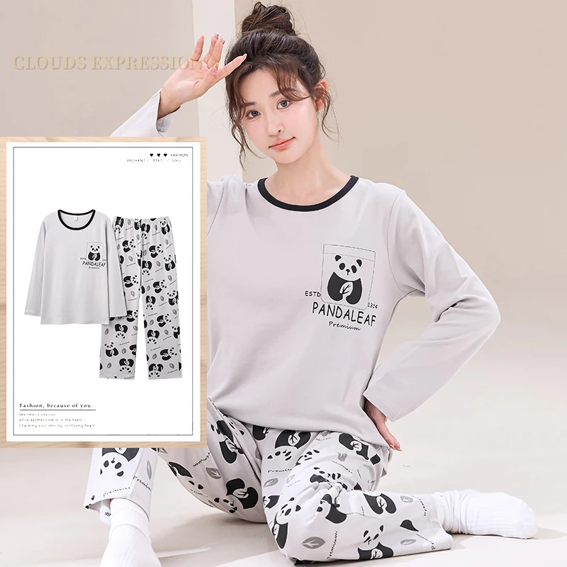 Autumn Nightwear Kawaii Girls PJ Young Women Pajama Sets Pyjamas Femme Cartoon Sleepwear Female Loungewear Pijama Mujer Homewear