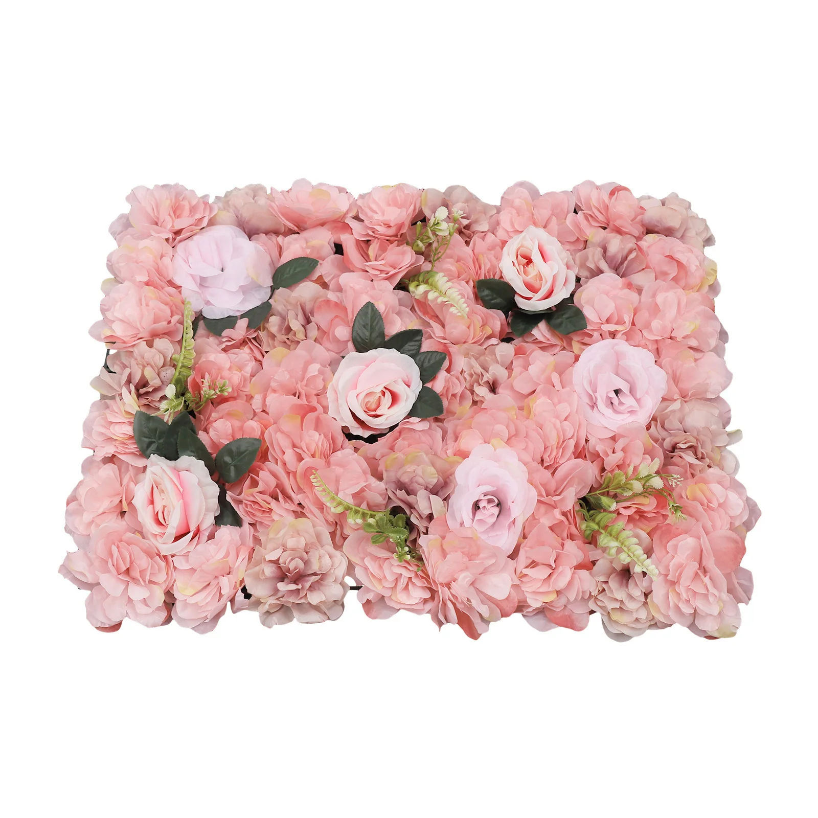 

12 Pcs Flower Wall Panel Artificial Flower Backdrop Pink Rectangular Handmade Silk Cloth Plastic Dahlia Roses