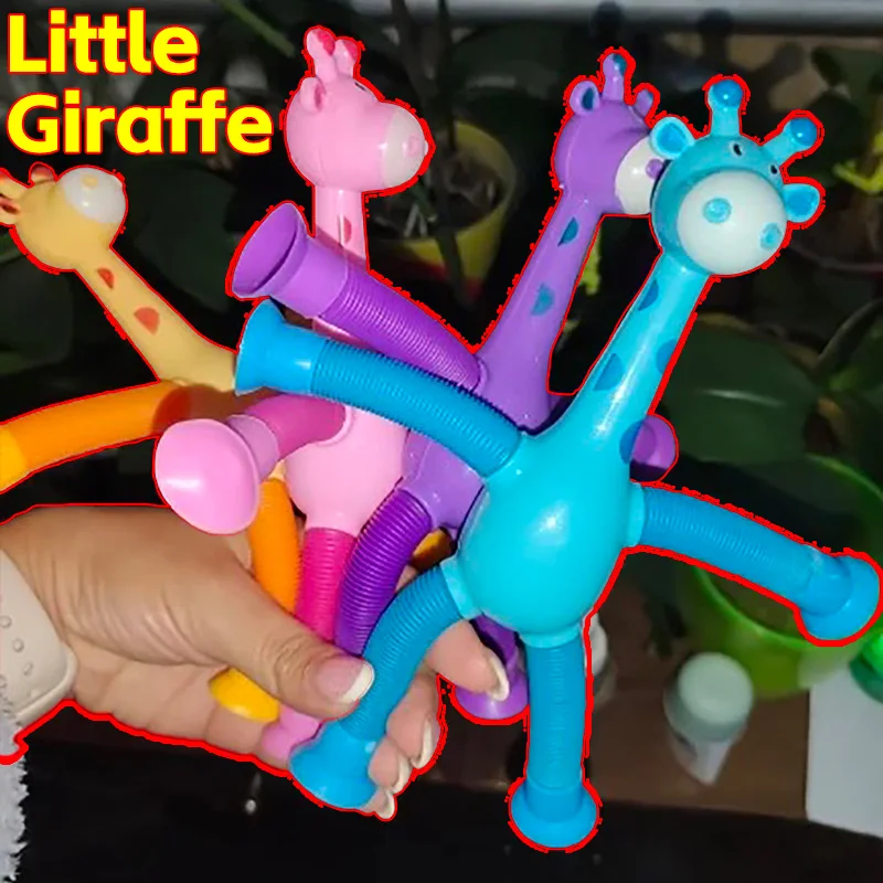 Telescopic	Giraffe	Toy	Pop	Tubes	Children	Suction	Cup	Giraffe	Toys	Sensory	Bellows	Toys	Stress	Relief	Anti-stress	Squeeze	Toy