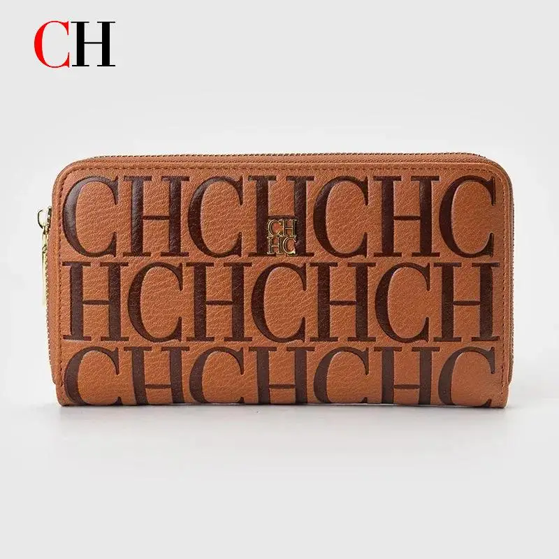 

Fashion Brand CH Monogram Wallet Stylish Textured Large Capacity Women's Zipper Purse Trendy Essential Accessory