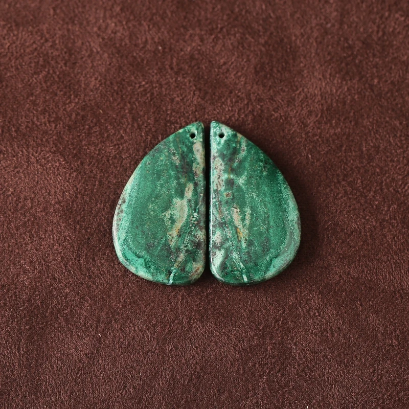 

Бусины для сережек B&F из натурального камня хризоколлы с просверленными передними бусинами 37x20x5 мм 15,6 г для изготовления ювелирных изделий