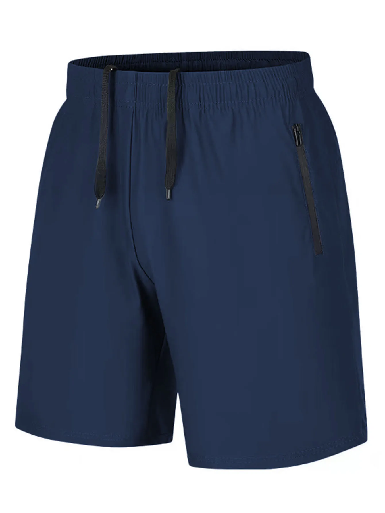 5PCS Men's Solid Color Quick Drying Shorts, Daily Home Casual Elastic Waist Drawstring ShortsWith Pocket Zipper, Quick Drying Co