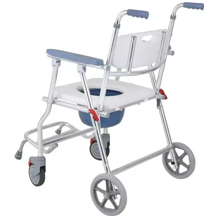 كرسي دش حديث متعدد الوظائف قابل للطي مع عجلات لمستلزمات علاج إعادة التأهيل لكبار السن