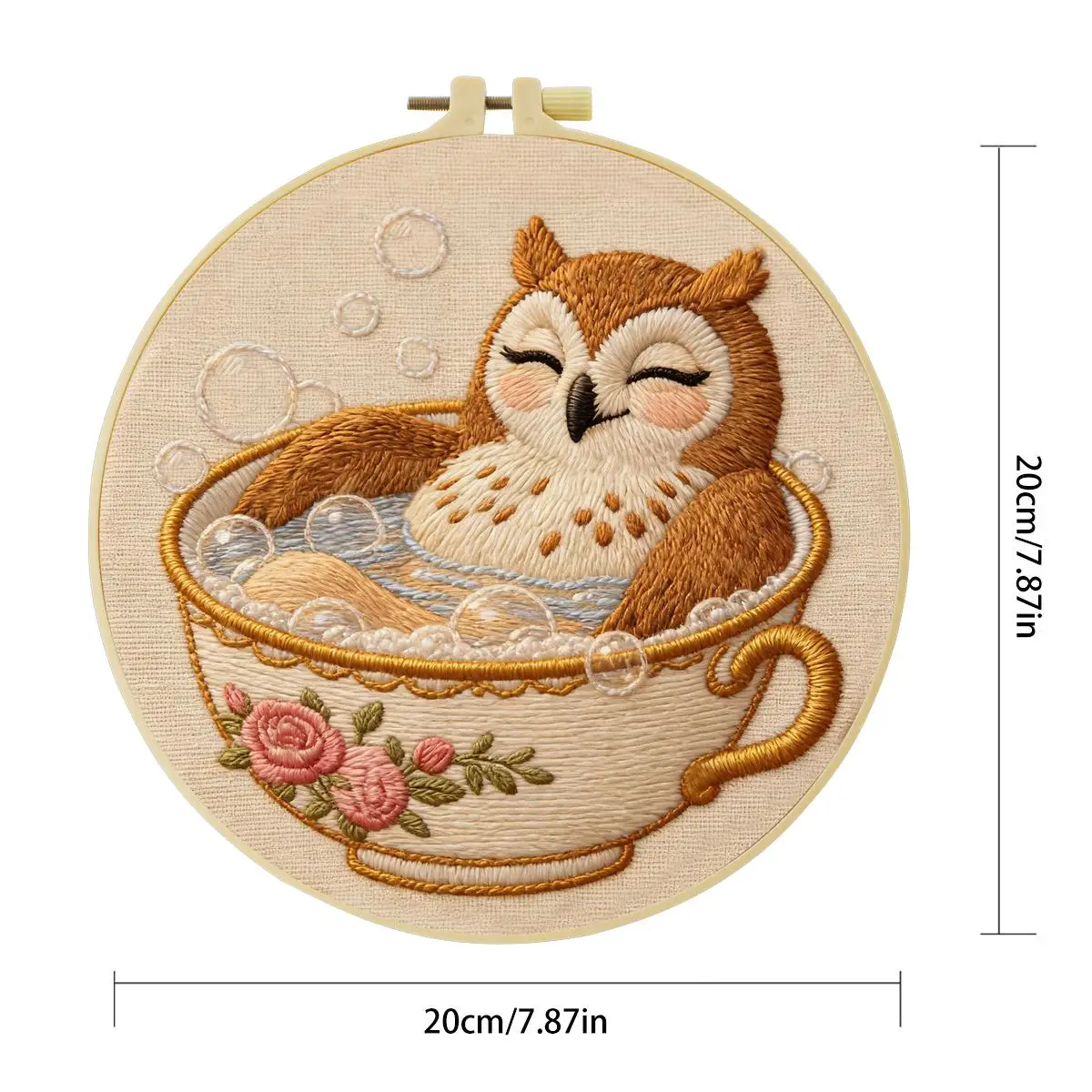 1 Stück 20X20CM/15X15CM 7,87/6,3 Zoll Eulen-Stickerei-Starter-Kit DIY-Kit DIY-Stickerei-Set Handarbeiten Heimdekorations-Set für Anfänger – Detail 5