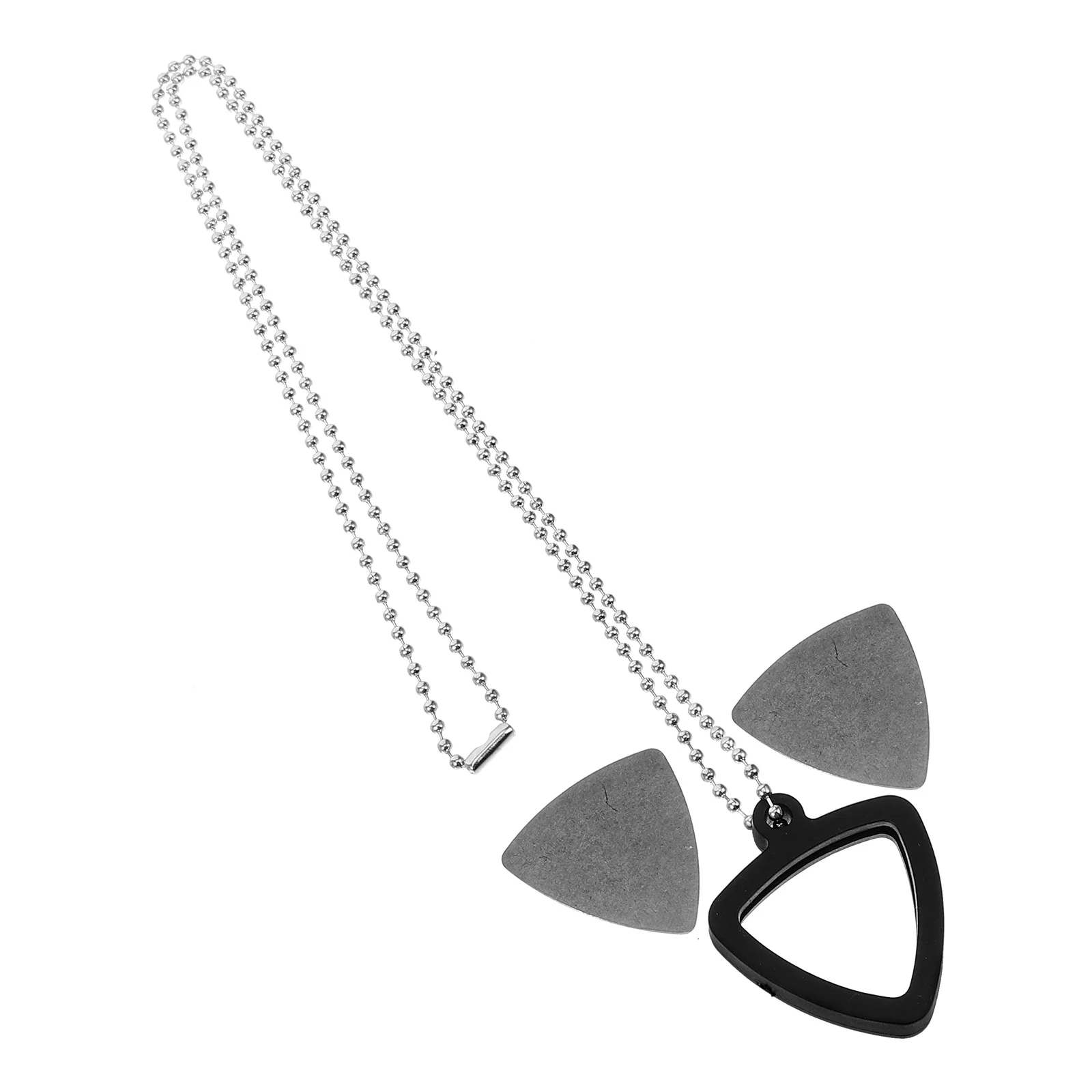 

2 Stainless Steel Guitar Picks Silicone Holder Necklace Lanyard Clip for Portable Guitar Pick Accessories Protectors