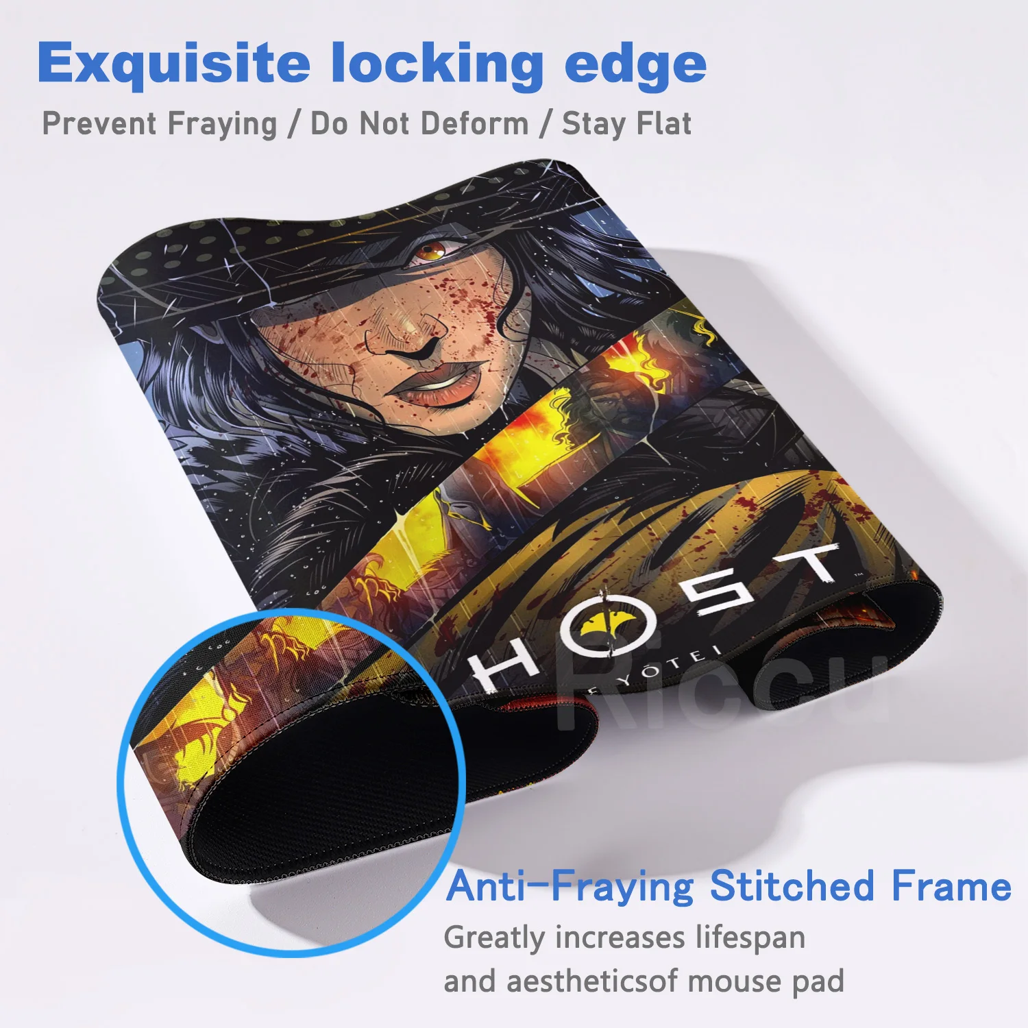 لعبة الساموراي اليابانية 40x90 سنتيمتر G-Ghost of Yotei ماوس الوسادة كبيرة حصيرة مكتبية لوحة المفاتيح مكتب المطاط الكمبيوتر عدم الانزلاق مكافحة فراي مسند الماوس