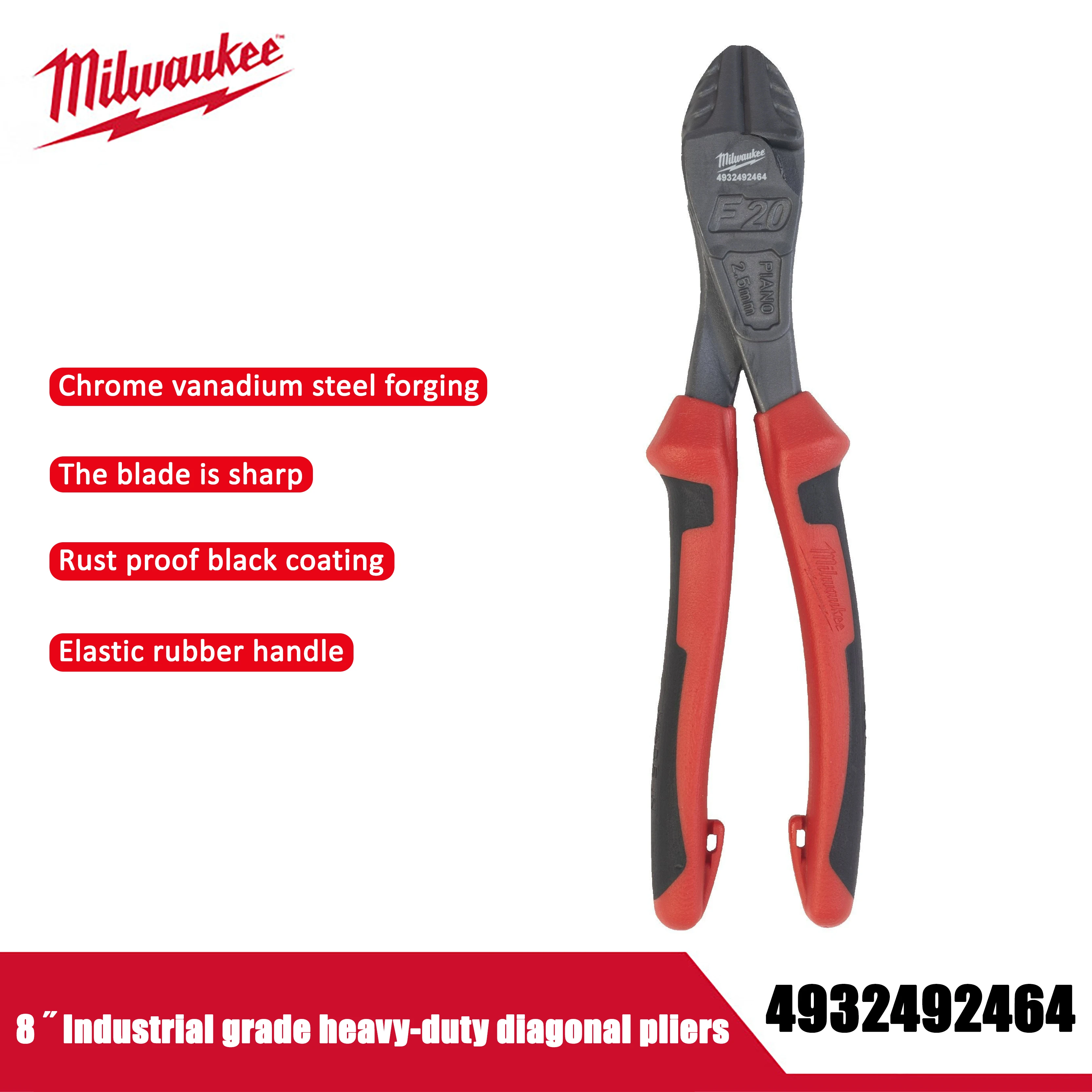 

Milwaukee 8-inch industrial grade heavy-duty diagonal pliers 200mm, multifunctional pliers, maintenance tool 4932492464