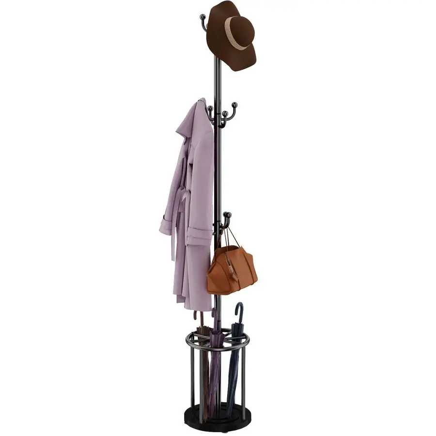 

Rack Freestanding, Coat Rack Stand with Umbrella Holder, Coat Tree, Coat Hanger Stand with 12 Hooks for Clothes Bag Hats, Used
