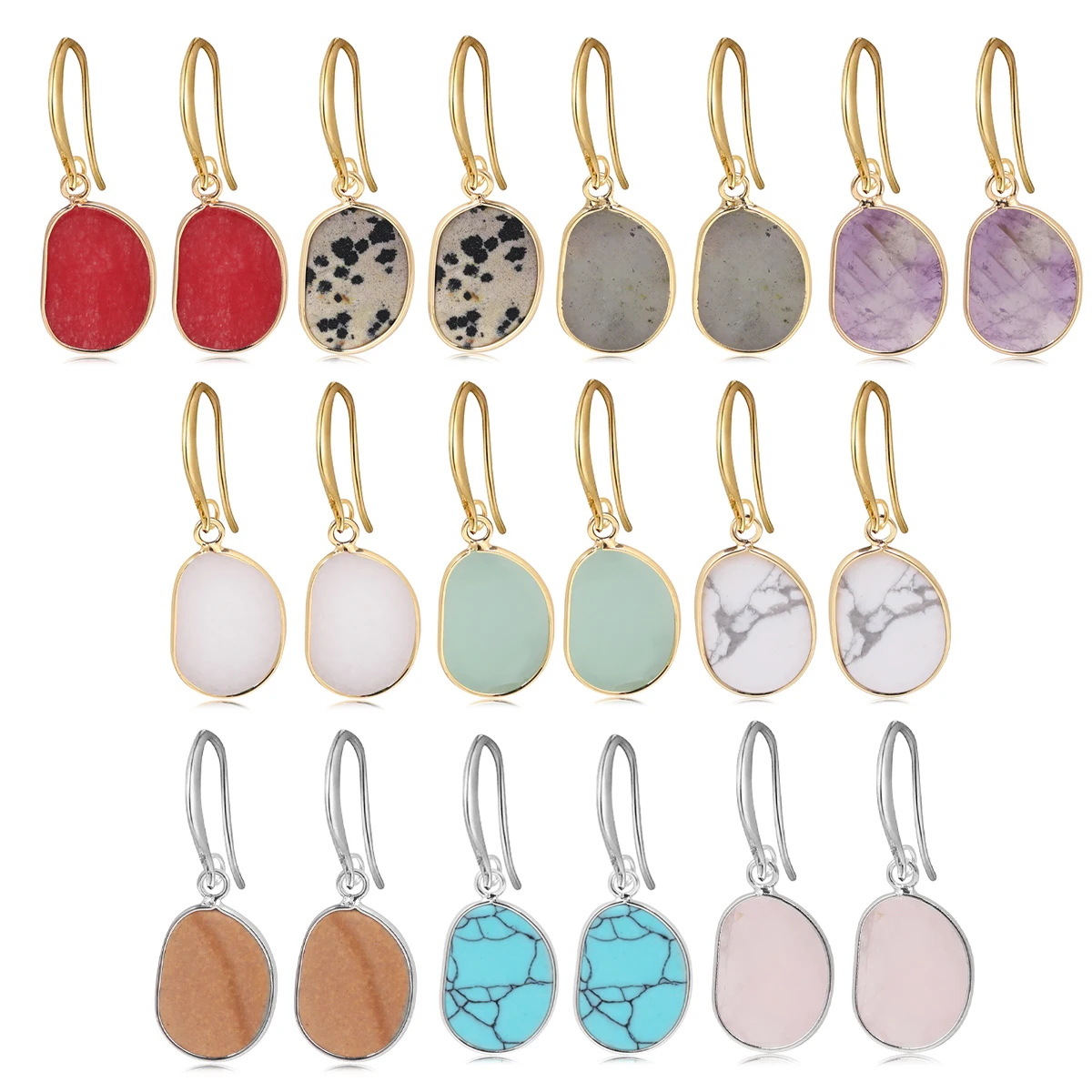 

Natural Gemstone Earring Amethyst Green Dongling Fashionable Simple Elegant Women's Earrings Exquisite Jewelry Gifts