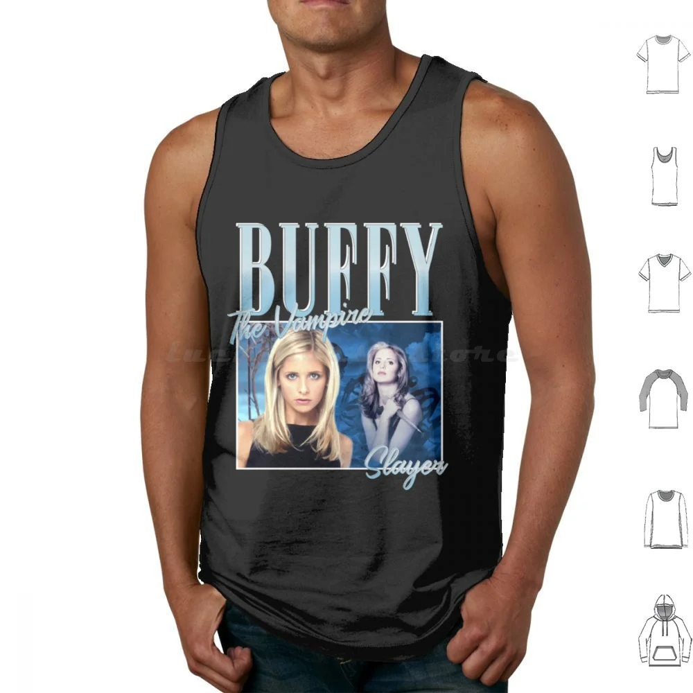 Buffy The Vampire Art Tank Tops Print Cotton Buffy The Vampire 90s Iconic Buffy Fashion Cute Iconic Vampire 90s