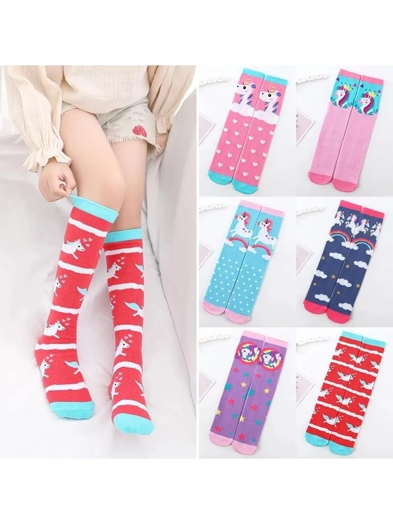 Kinder-Wärmesocken, Kurze Niedliche Cartoon-Socken für Mädchen, Kniehohe Socken für Kleinkinder, Baumwoll-Babysocken mit Tiermotiven, Überkniestrümpfe für Mädchen – Detail 2